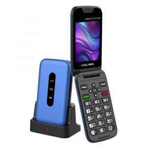 Teléfono Móvil VOLFEN NEXO FLIP MAX Tipo Concha Azul con Base de Carga