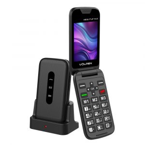 Teléfono  Móvil VOLFEN NEXO FLIP MAX Tipo Concha Negro con Base de Carga